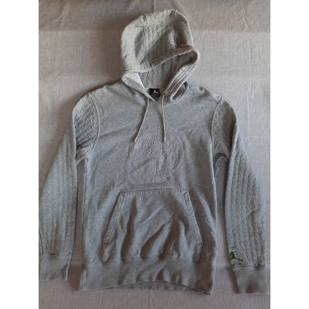 Jordan Brand Mens Small Grey Hoodie Pullover Jumpman Logo Wrinkle Drawstring